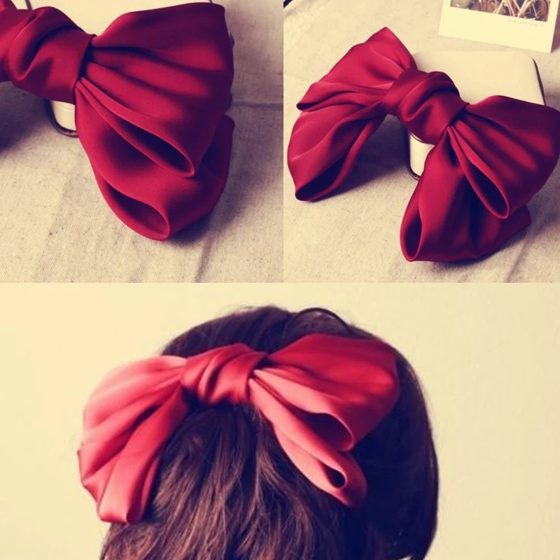 2020 Fashion Big Bow Hairpins Solid Color Red/Bule/Green/Black/Pink Girls Gift Wedding Hair Clips For Women Hair Accessories 2020 Fashion Big Bow Hairpins Solid Color Red/Bule/Green/Black/Pink Girls Gift Wedding Hair Clips For Women Hair Accessories