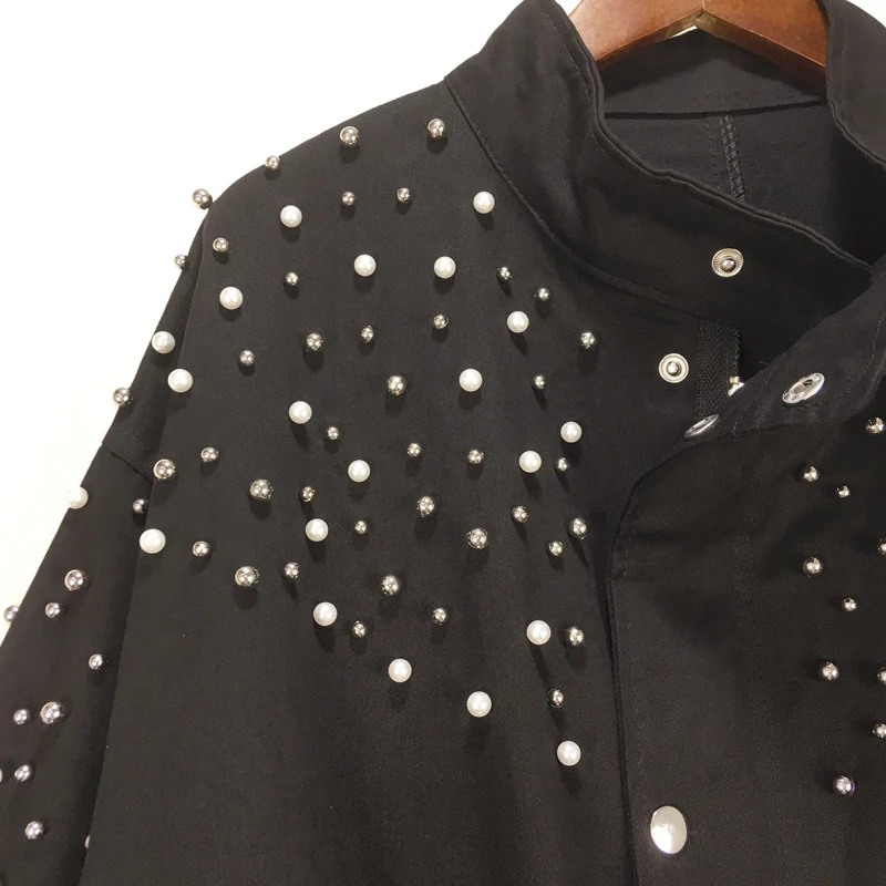 Poitrine Mandarin Mode Unique Kb140 Green Casual Perles Automne qlzw Large Hiver Black 2018 De Nouvelle À Poches Manteau Taille Collar Femmes army nxgI8Fw
