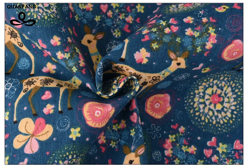 QUAN FANG Рождественская серия, хлопковая льняная ткань с принтом для шитья и шитья дивана, скатертей, занавесок, сумок, подушек полуметра
