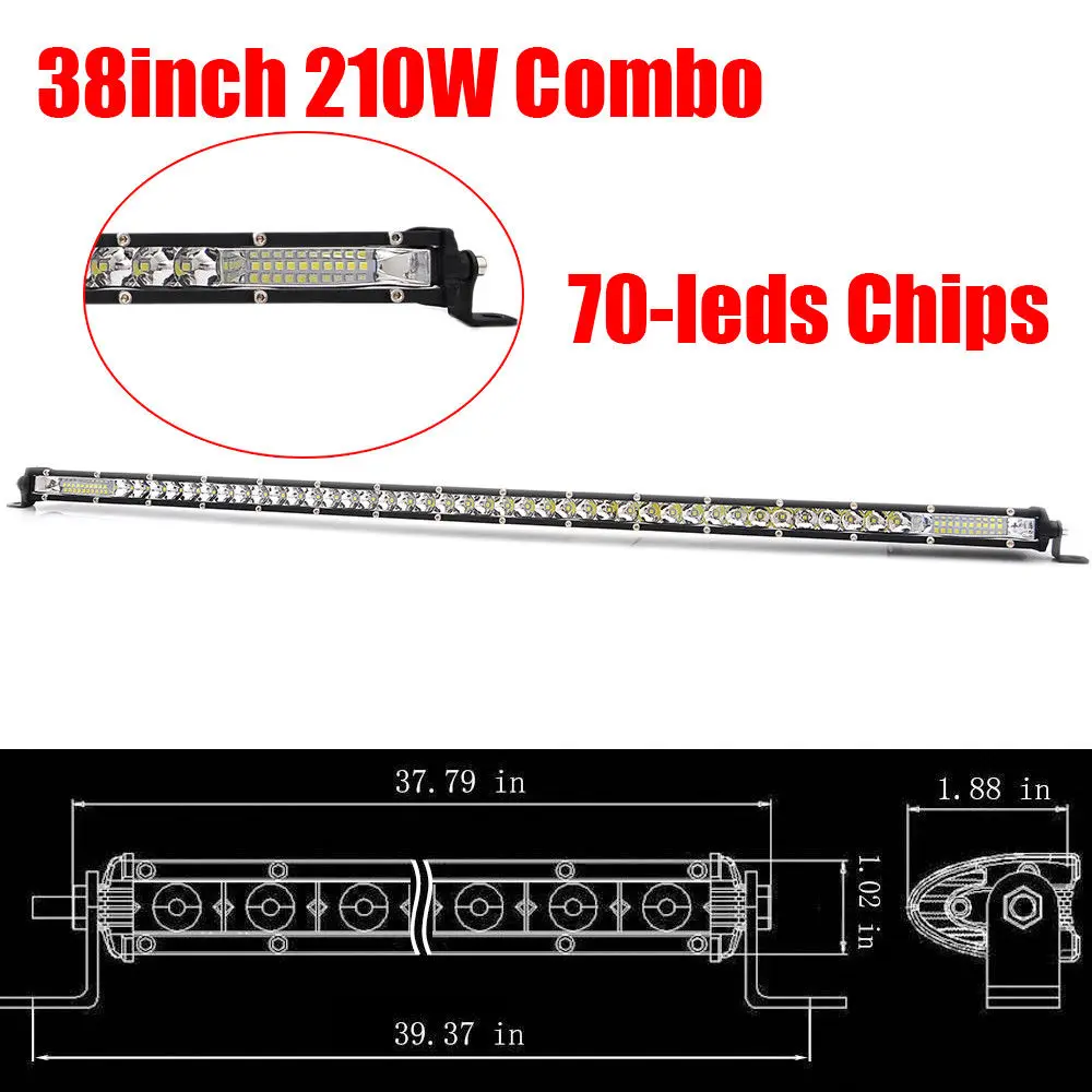 Ультра тонкий светодиодный светильник Однорядный " 13" 2" 25" 3" 38" 4" 50" 30 Вт 90 Вт 120 Вт 150 Вт 180 Вт для 4X4 ATV по бездорожью светодиодный рабочий светильник - Цвет: 38inch combo beam