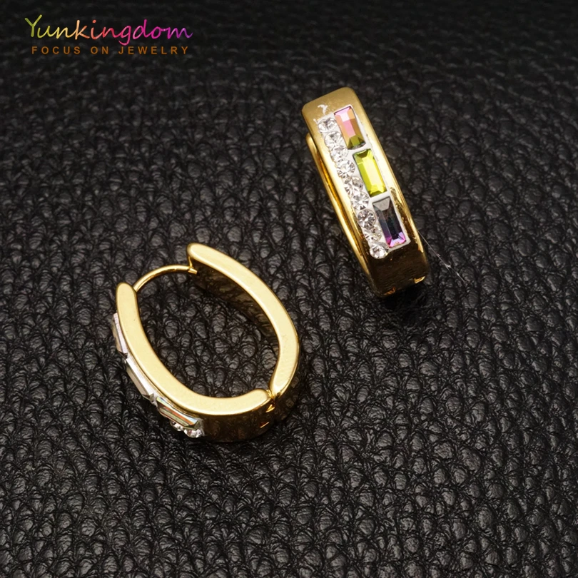 Женские серьги кольца с разноцветными кристаллами Yunkingdom модные ювелирные