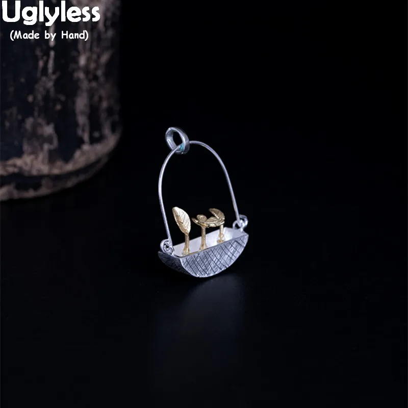 Uglyless Настоящее серебро 925 пробы корзина для цветов ручной работы подвески женщин