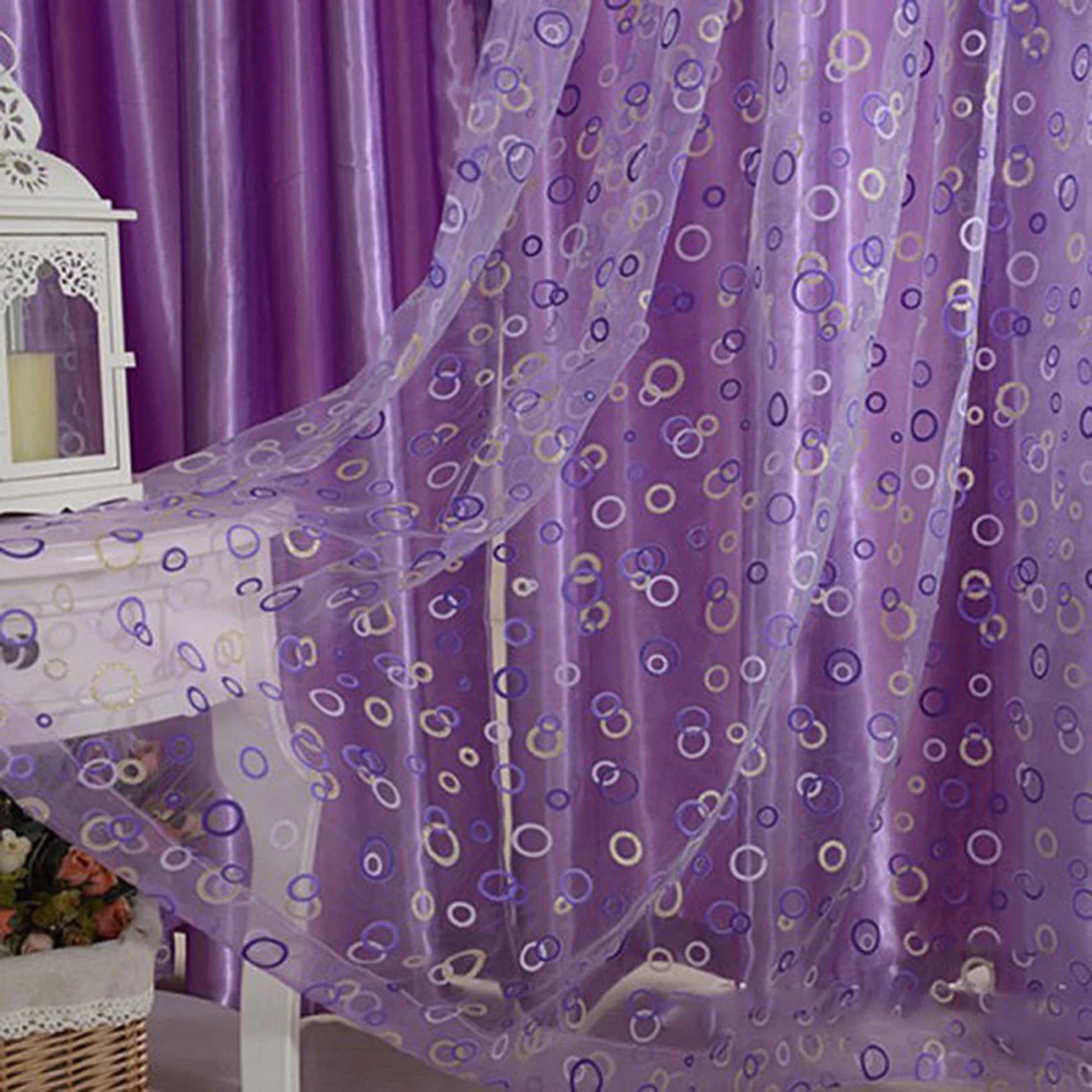 Тюль с круглым пузырьковым принтом 100x200 см|curtains for|curtains for living roomcurtain |
