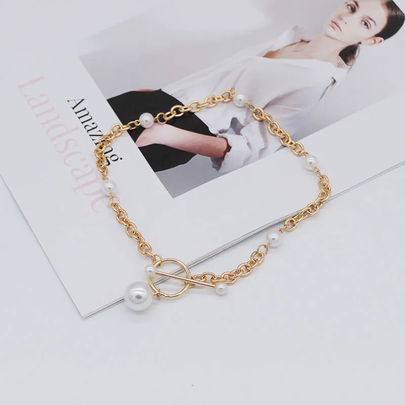 

Trendy pearl necklace New Korean temperament beauty girl fresh and simple personality wild pearl chain necklace 792
