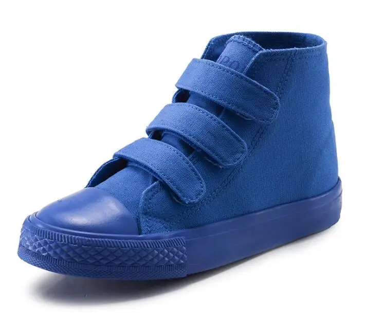 Детская обувь для мальчиков и девочек; Высокая Повседневная обувь; сезон весна-осень; яркие цвета; парусиновая обувь; детская прогулочная обувь - Цвет: Blue