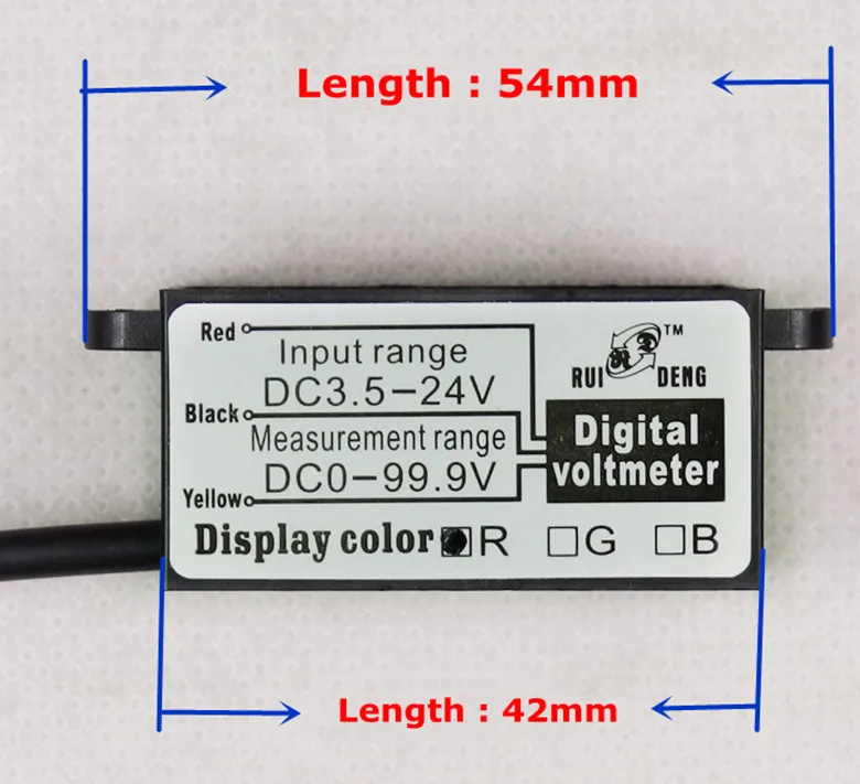Waterproof 0.56" 3 bit 3 wires Voltmeter DC0-100V red
