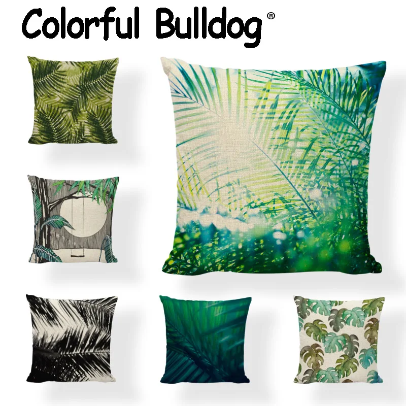 Tropical Plant Monstera Palm Leaf Cushion Cover Coconut Tree Swing