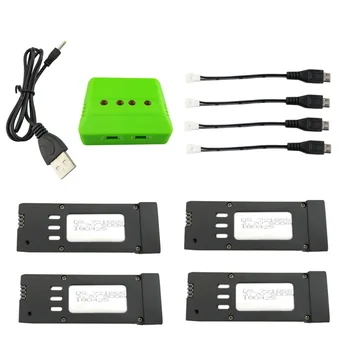 

4PCS 3.7V 500mah lithium battery with 4-in-1 charger for E58 S168 JY019 folding quadcopter spare parts