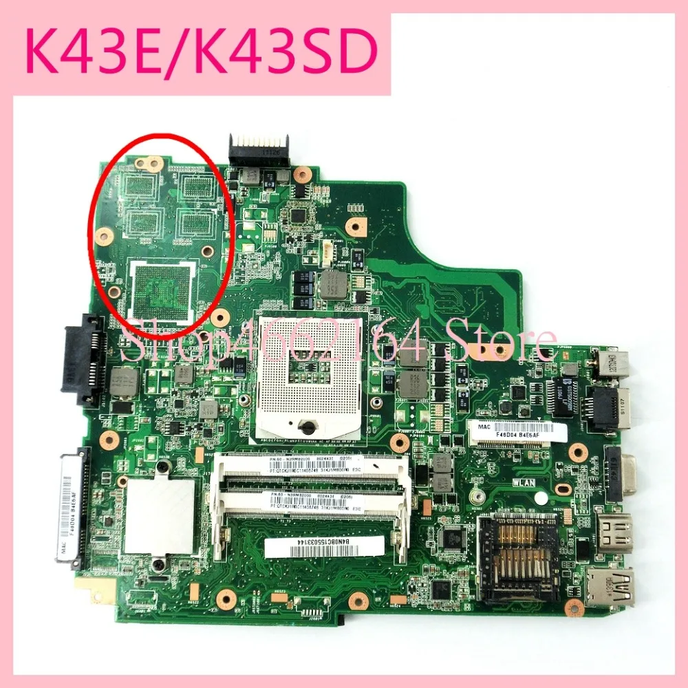 

K43E Laptop motherboard For ASUS A43S P43S K43S K43E K43SD X43S P43E A43E K43SV K43SJ K43SM Notebook mainboard fully tested