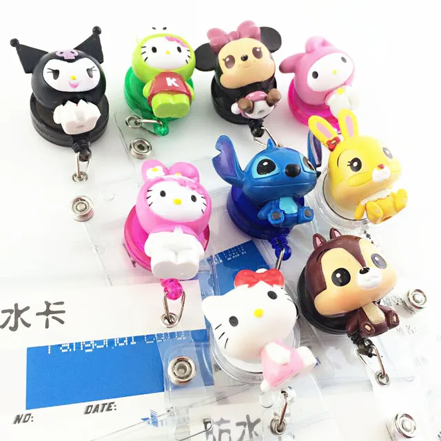 kawaii 3d cartoon retractable id badge holders name tags card case