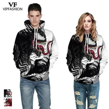 

VIP Fashion 2019 New Comic Super Villain Venom Killing 3d Full Printed Halloween Sweatshirt Fashion Cosplay Party Couple Hoodies