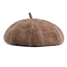 Корейская версия прилива женская Ретро британская решетка художника шляпа бутон берет газетчика восьмиугольная шляпа