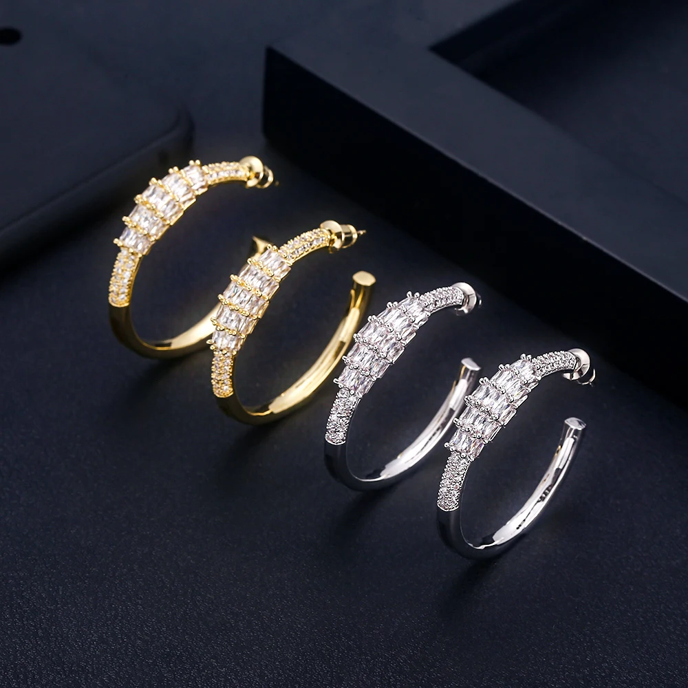 

ACCKING Luxury Zircons Earring for Women Fashion Brand Square-shape Jewelry Party Dress ACCESSORY