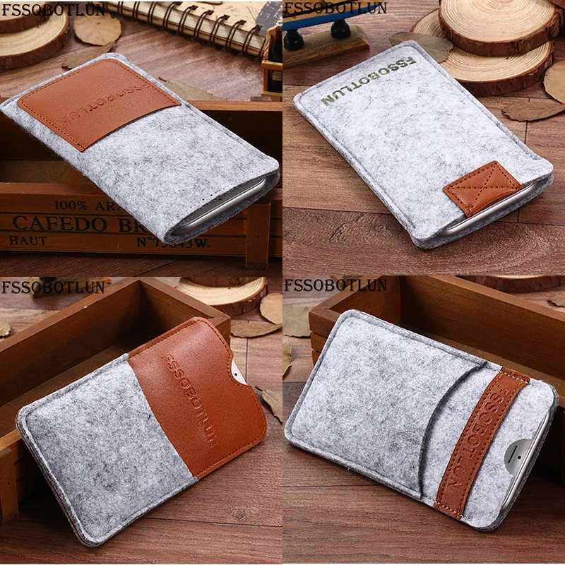 FSSOBOTLUN 6 Styles For Huawei Honor View 10 5.99" Handmade Wool Felt Phone Case Pouch Protective Bag Sleeve Card Pocket Cover |