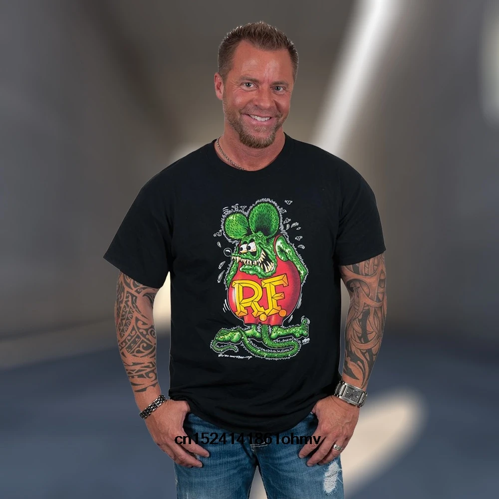 

New Summer Fashion T Shirts Ed Roth Original Rat Fink Printed Graphic Men Casual Short Sleeves Cotton Tops Black Size S-3XL