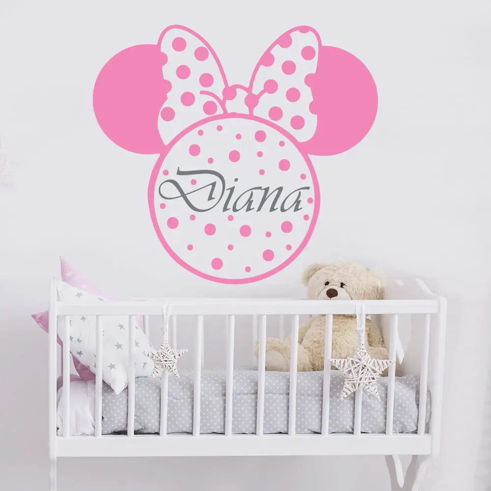 

YOYOYU Minnie Mouse Remove Vinyl Wall Sticker Kids Room Custom Gitrl Name Bedroom Nursery Decal Home Decoration Art Poster ZX501