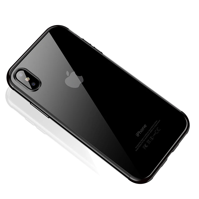 Противоударные прозрачные силиконовые чехлы для телефонов iPhone 11 Pro MAX XR X XS MAX, мягкий ТПУ чехол для iPhone 6 6s 7 8 Plus 10 с логотипом - Цвет: Black