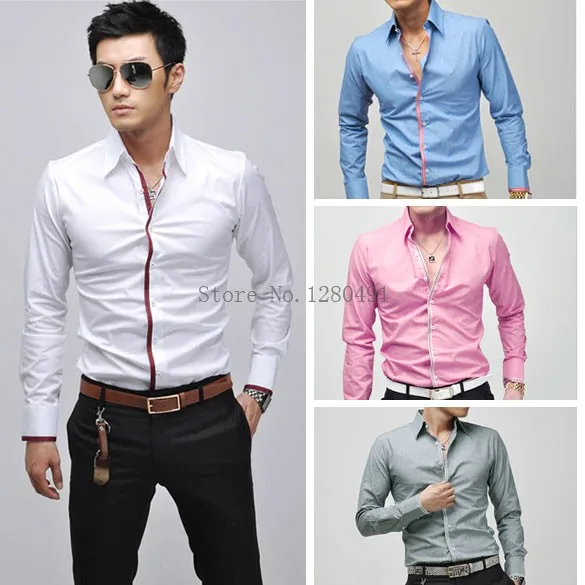 Alta calidad hombre camisa Slim Fit moda de manga larga