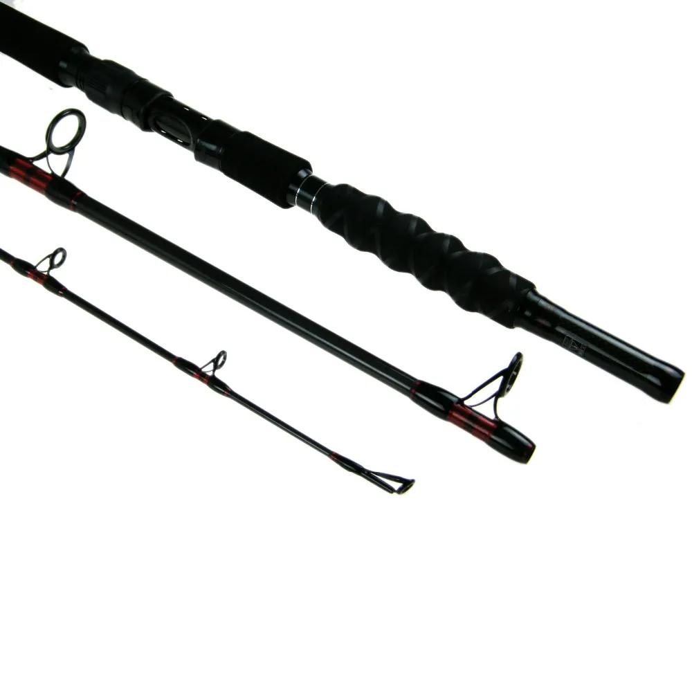 1.8m/2.1m Heavy Duty Boat Rod Lure Wt: 70-250g Carbon Fiber 3-section Saltwater Fishing Rod Pole with Case Travel Fishing Rods