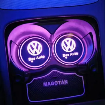 

for Volkswagen Ambient Lamp Automatic Induction LED Light Emitting Water Cup Lamp LED Water Cup Cushion Water Cup Pad