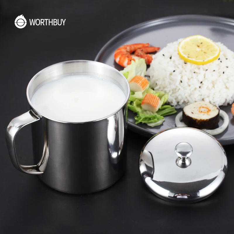 WORTHBUY 304 кофейная кружка из нержавеющей стали с ручкой крышки кухонная посуда для