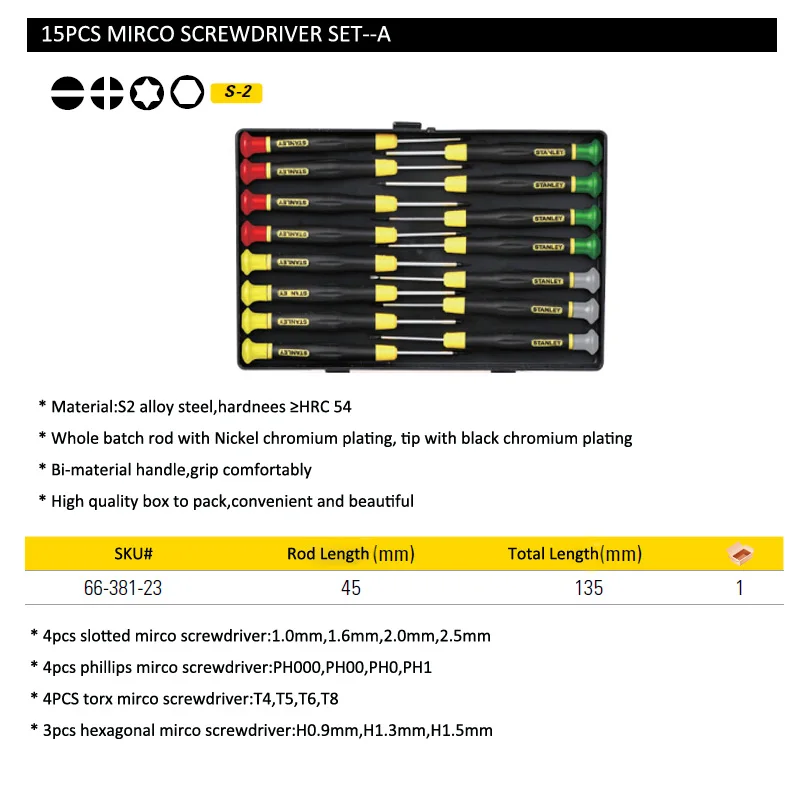 66-381-23 15pcs mirco screwdriver set A size