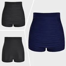 Большие размеры женские с высокой талией плавательный шорты бикини танкини Шорты стрейч брюки одежда для плавания пляжная одежда купальный костюм