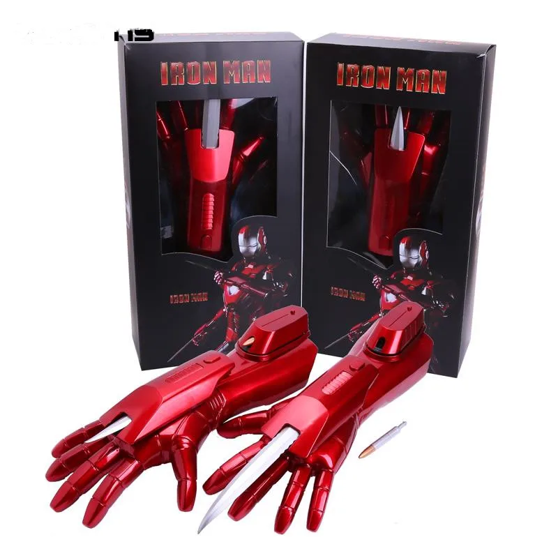 43cm 11 Iron Man Hidden Blade Cosplay Gloves with Weapons Light PVC
