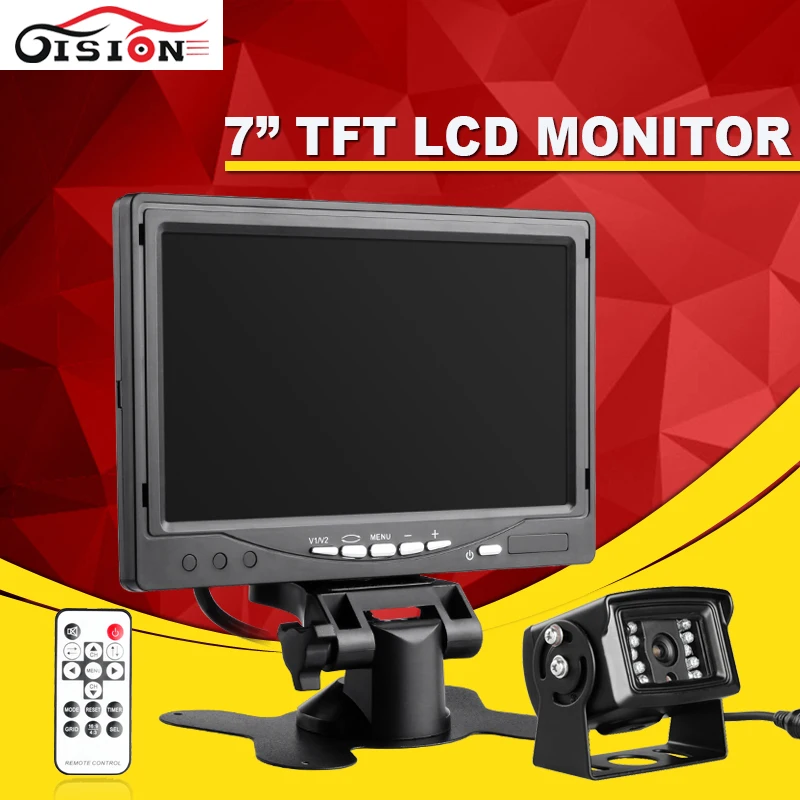 

Gision Car Parking Monitor Kit 7inch LCD TFT Rearview Car Monitor With Backup 600TVL Outdoor Rear View Camera For Long Bus