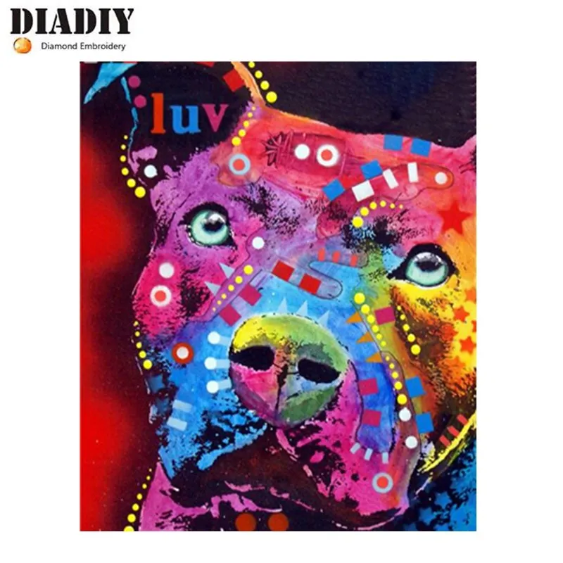 5D DIY diamond embroidery colorful pet dog full square painting Cross Stitch Rhinestone mosaic decoration gift | Дом и сад