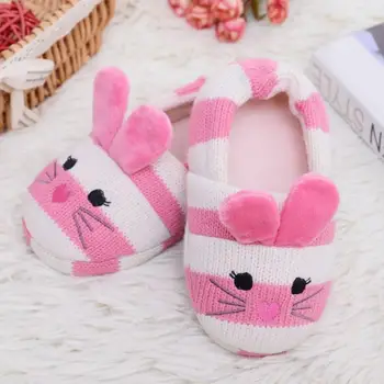 

Baby Home Knitted Dog Cat Slipper Warm Soft Indoor Fashion Floor Slippers Boy Girls Kids Cartoon Shoes Children Slippers