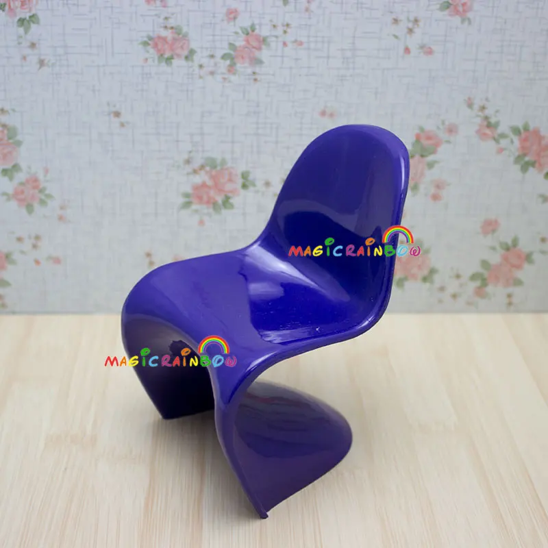 1 x Plastic Chair Furniture for Dolls Blythe Dollhouse Miniature 1:6 Black