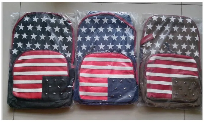 1 шт. флаг США 3D звезда заклепки полоса холст packbag флаг студенческий школьный рюкзак дорожная сумка рюкзак