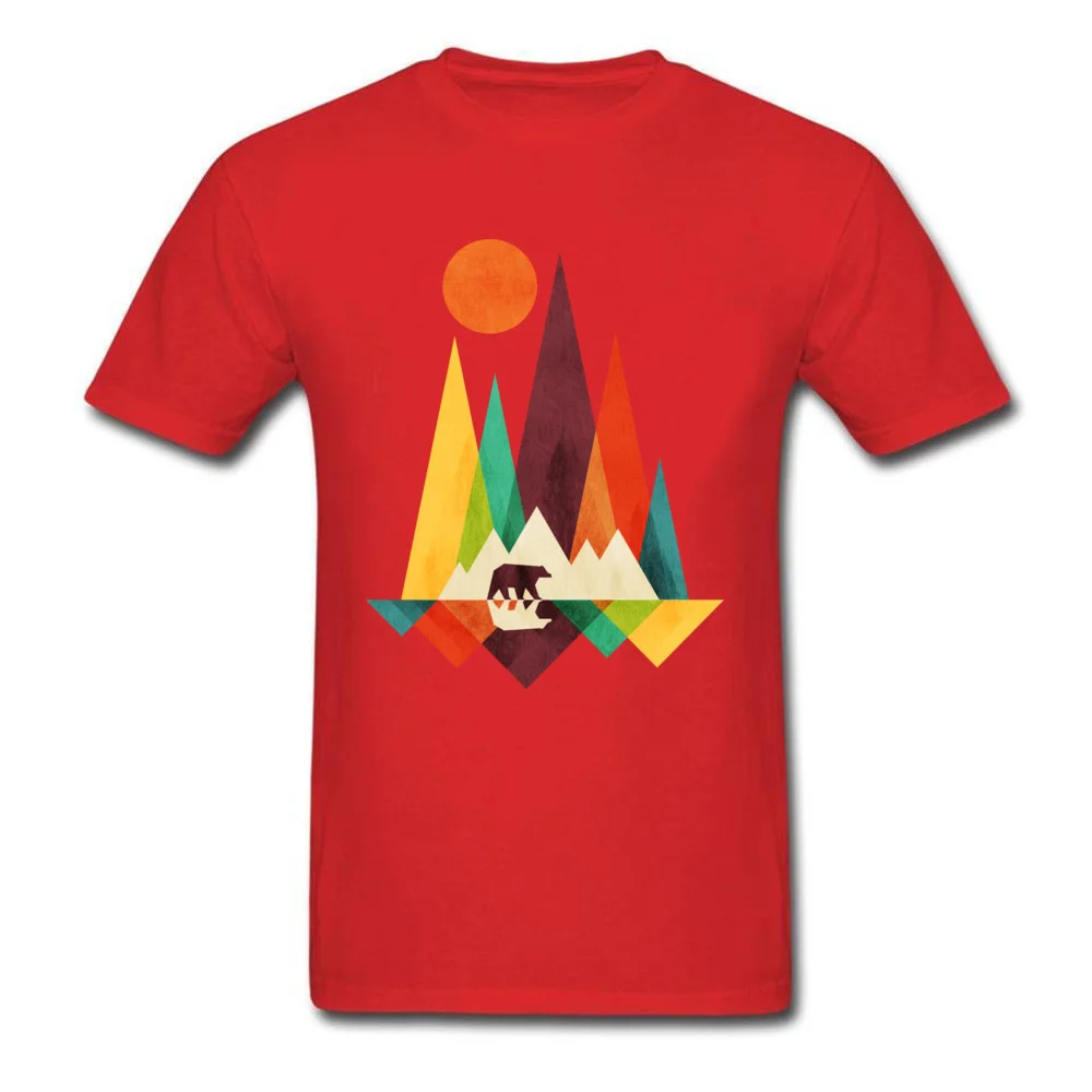 Street Tshirts Classic O-Neck Mountain Bear 100% Cotton Men's Tops T Shirt Unique Short Sleeve Tee-Shirt Top Quality Mountain Bear red
