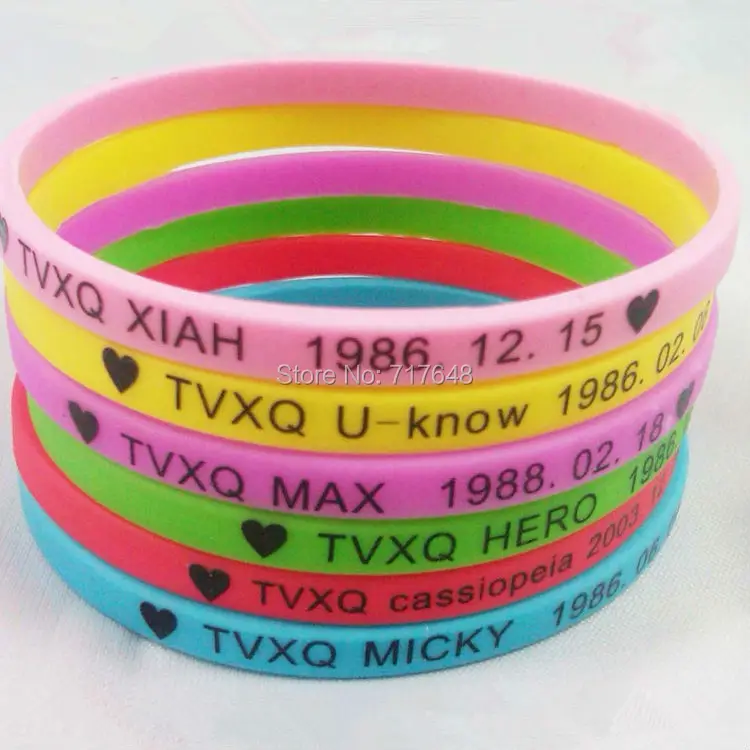 100 шт silicone TVXQ браслеты силиконовые браслеты по FedEx