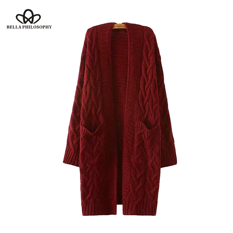 Wonder 2018 new autumn winter V Neck Long Cardigan Twist Casual Loose Sweater Women Oversized Knitted Wear Jumper tops