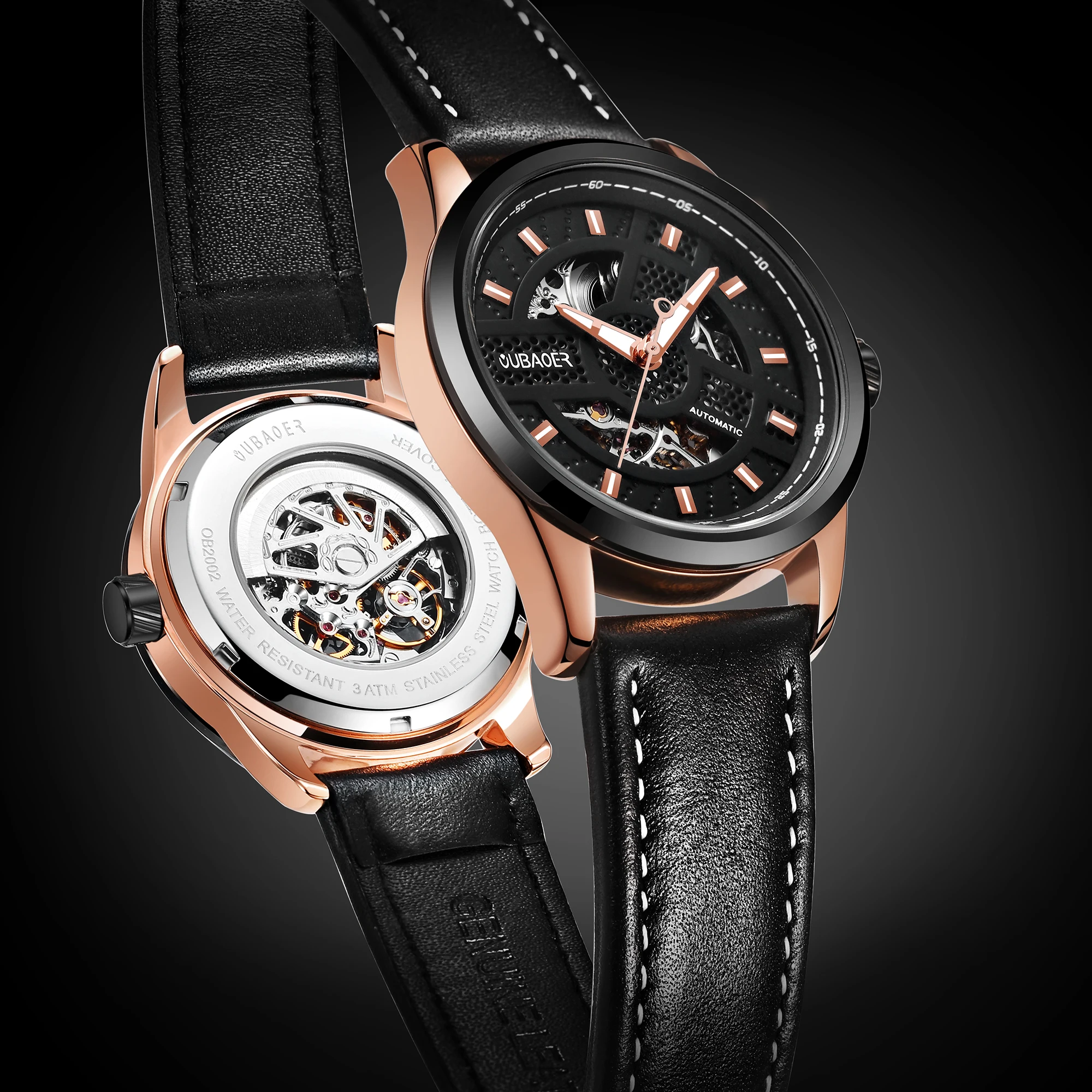 

OUBAOER Machinery Men's Watches Waterproof Male Watches Fashion Casual Clock Hollow Automatic Mechanical Watch Relogio Masculino