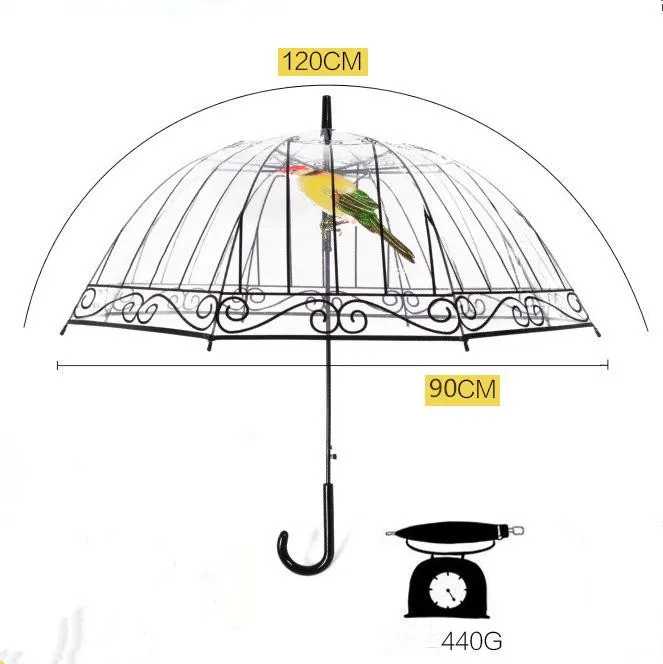 Прозрачный креативный зонтик с птичьей клеткой зонтик с длинной ручкой зонтик с 8 ребрами солнечный и дождливый зонтик для женщин и девушек инструменты для улицы