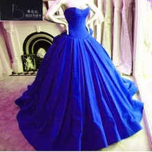 Britnry Милая Синий свадебное платье Простой тафта бальное платье с длинным шлейфом платье невесты