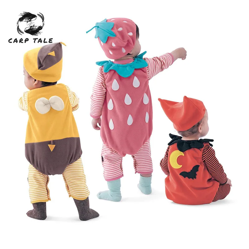 

Newborn 2019 Halloween Pumpkin Strawberry Little Bee Styling Baby Clothing Male Baby Female Baby Three-piece suit Spring Autumn