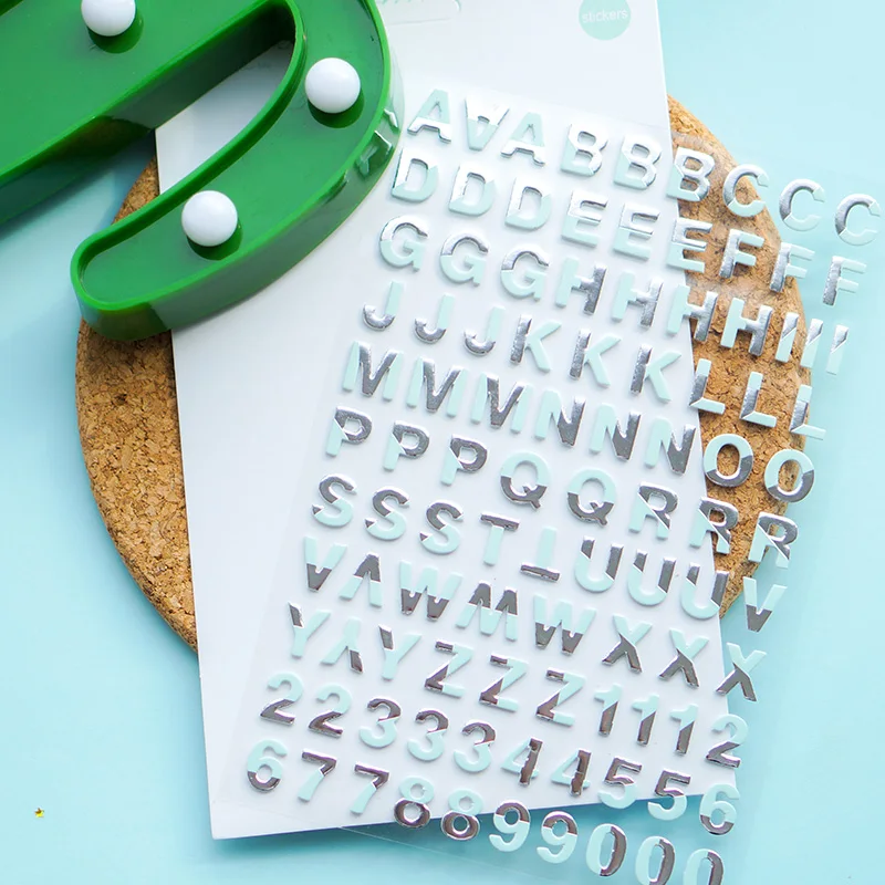 Dokibook Hand Made Double-color Alphabet Stickers 3d Custom Stickers Notebook Planner Diary Decoration Accessories Stationery
