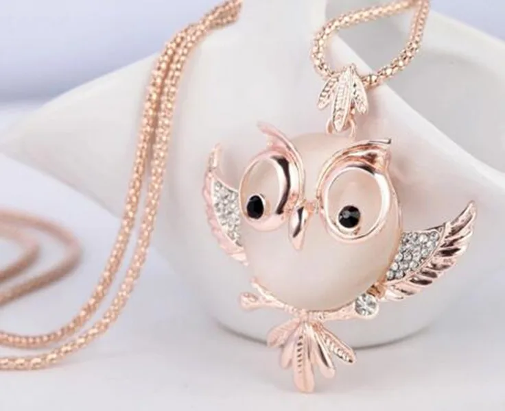 Trendy Chubby Necklace Fashion New Rhinestone Owl Hot Crystal Jewelry