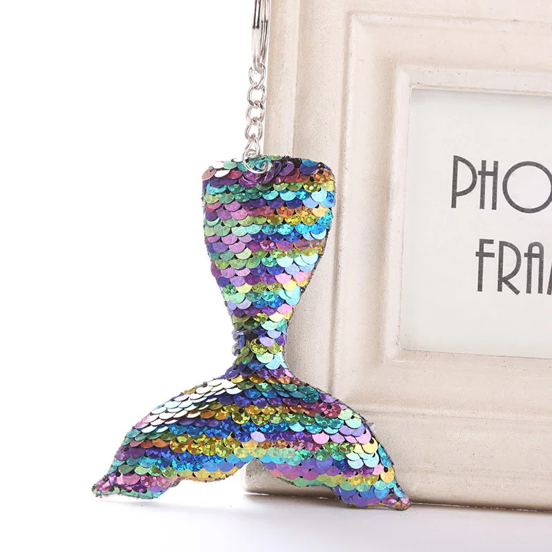 

Mermaid tail Keychain Glitter Pompom Sequins Key Chain Accessories Keyring Women Bag Charm Trinket keys holder for Bag Pendant35