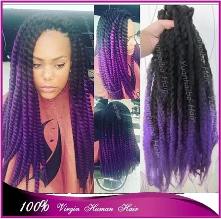 Stock 20 Black Purple Two Tone Synthetic Hair Ombre Kinky Twist