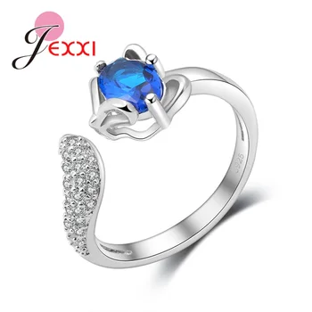 

Big Sale Shinning Opening Blue Oval Cubic Zirconia Fashion Cheap Rhinestone 100% 925 Sterling Silver Rings For Ladies