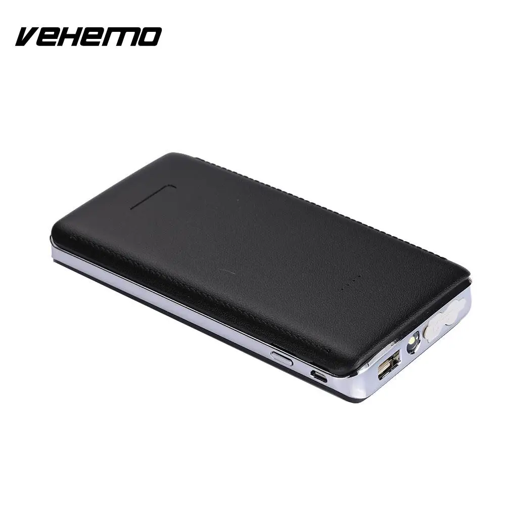 Vehemo Black Ultra-Thin USB Jump Starter Booster Charger Multi-Function SOS LED Light Car Battery Charger Kit
