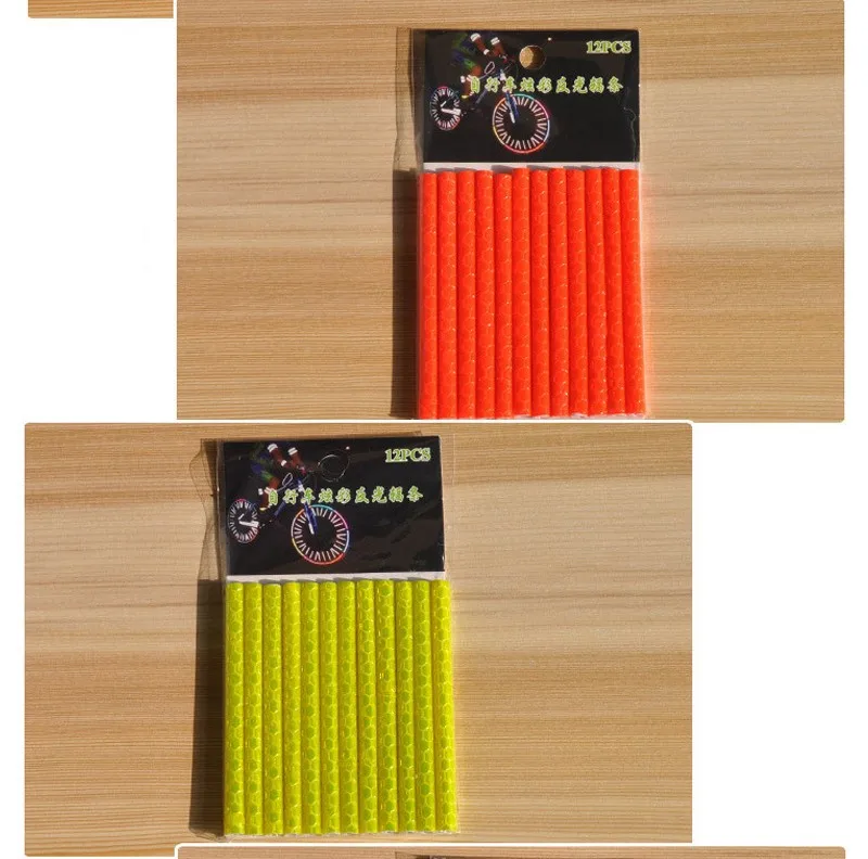 12 PCS  Bag Bicycle Bike Wheel Spokes Reflective Sticker Tube Warning DIY Cycling Reflector Reflective 7cm Fast Shipping   (7)