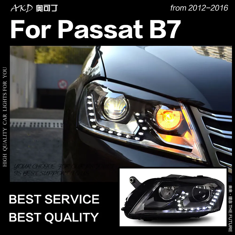AKD Car Styling for VW Passat B7 Headlight 2012 2016 Passat Europe LED DRL Hid Head