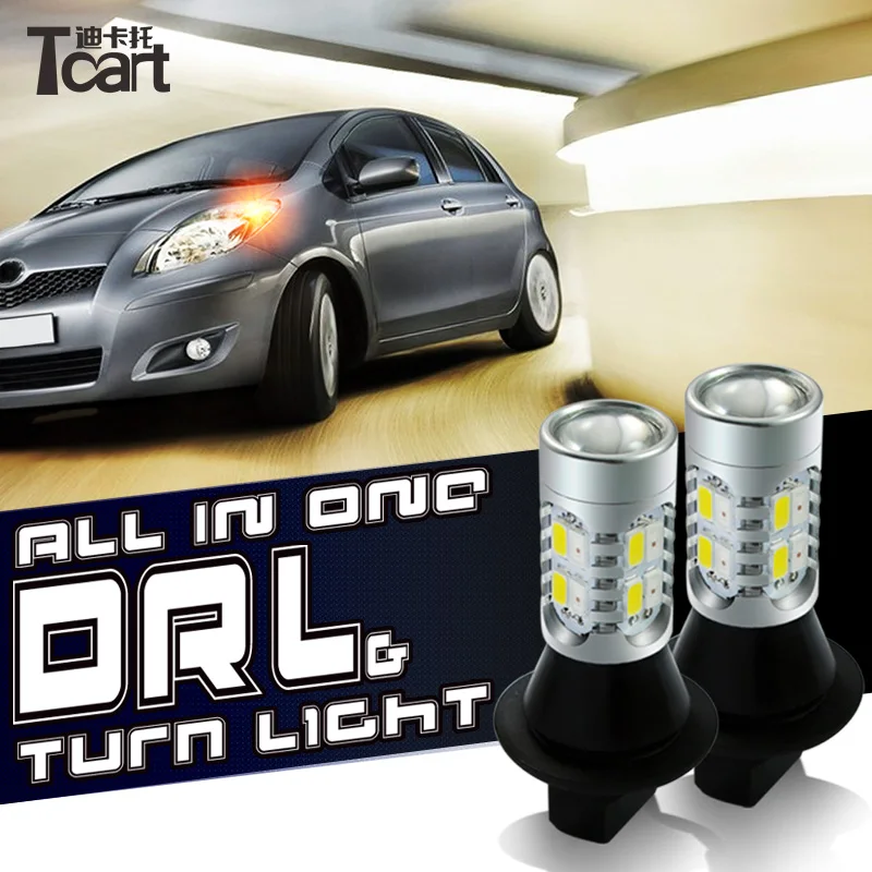 Tcart для Toyota Avensis T20 Авто LEDDRL сигнал поворота Автомобильные лампы WY21W 7440 дневные