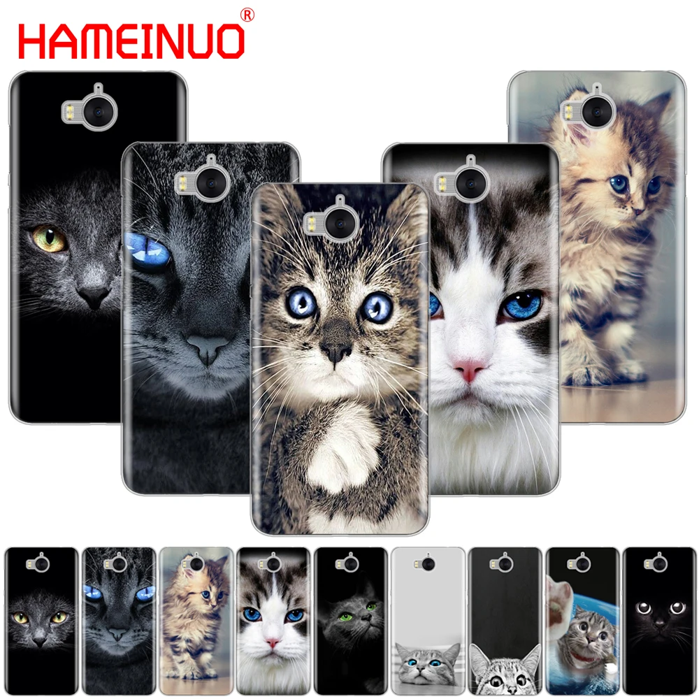 

HAMEINUO cat kitty green eye cute animal pet cell phone Cover Case for huawei honor 3C 4A 4X 4C 5X 6 7 8 Y6 Y5 2 II Y560 Y7 2017